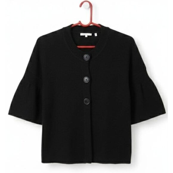 Vince Sweaters - Vince womens small bishop sleeve sweater 100% cashmere black 3 button cardigan